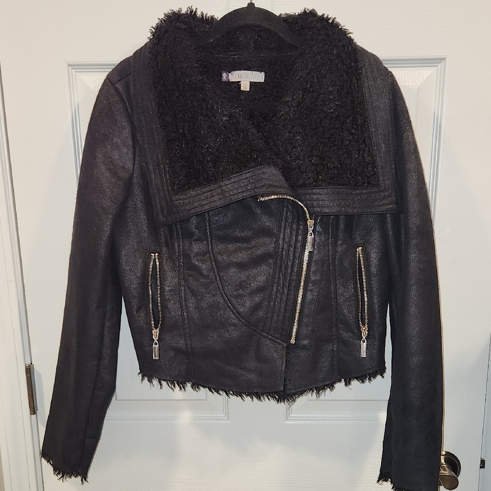 Jennifer Lopez Black Textured Faux Suede Luxurious Jacket
